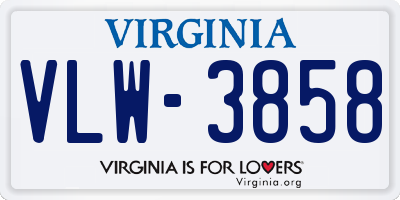 VA license plate VLW3858