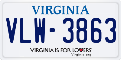 VA license plate VLW3863