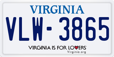 VA license plate VLW3865