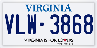 VA license plate VLW3868