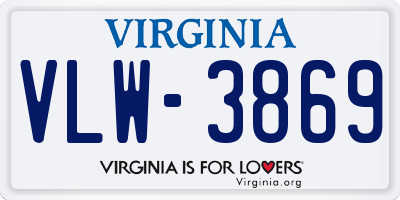 VA license plate VLW3869