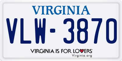 VA license plate VLW3870