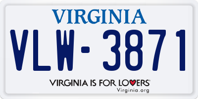 VA license plate VLW3871