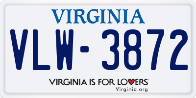 VA license plate VLW3872