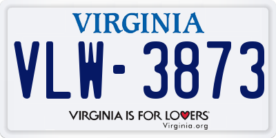 VA license plate VLW3873