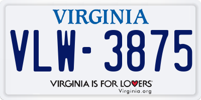 VA license plate VLW3875