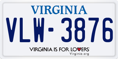 VA license plate VLW3876