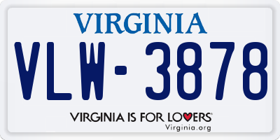 VA license plate VLW3878