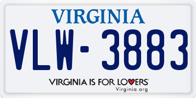 VA license plate VLW3883