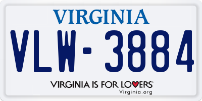 VA license plate VLW3884