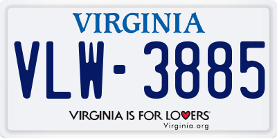 VA license plate VLW3885