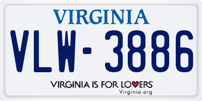 VA license plate VLW3886