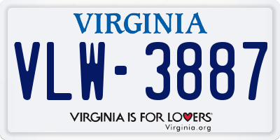 VA license plate VLW3887