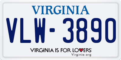 VA license plate VLW3890