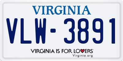 VA license plate VLW3891