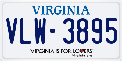 VA license plate VLW3895