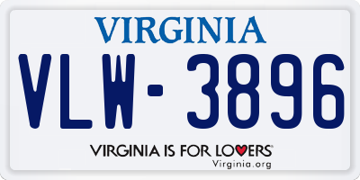 VA license plate VLW3896