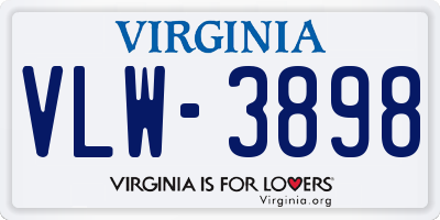 VA license plate VLW3898