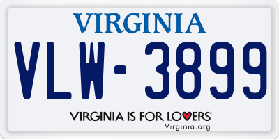 VA license plate VLW3899