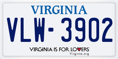 VA license plate VLW3902