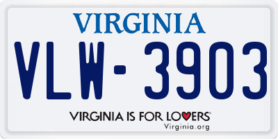 VA license plate VLW3903