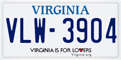 VA license plate VLW3904