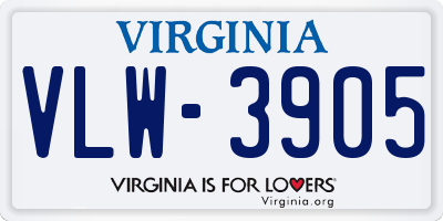 VA license plate VLW3905