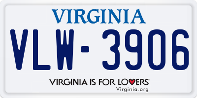 VA license plate VLW3906