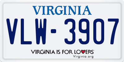 VA license plate VLW3907