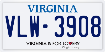 VA license plate VLW3908