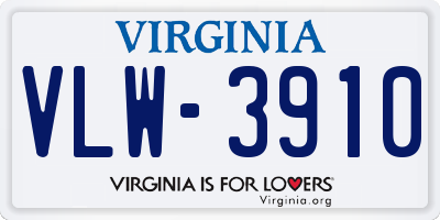 VA license plate VLW3910