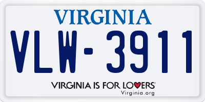 VA license plate VLW3911