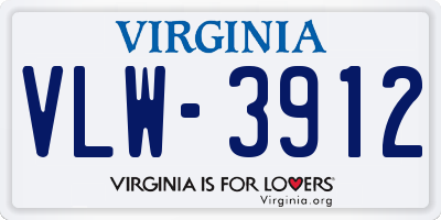 VA license plate VLW3912