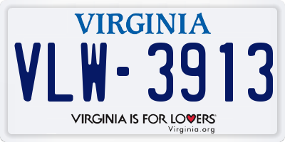 VA license plate VLW3913