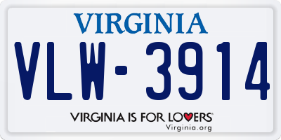 VA license plate VLW3914