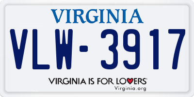 VA license plate VLW3917