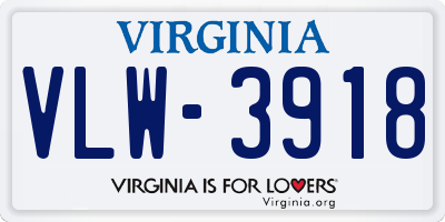 VA license plate VLW3918