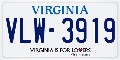 VA license plate VLW3919