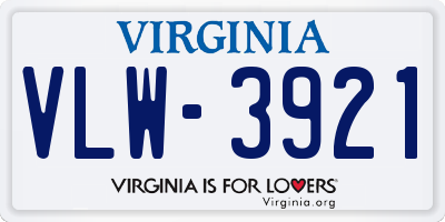 VA license plate VLW3921