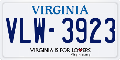 VA license plate VLW3923