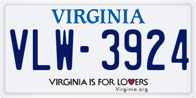 VA license plate VLW3924