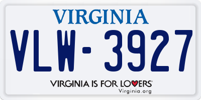 VA license plate VLW3927