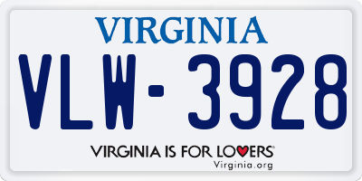 VA license plate VLW3928