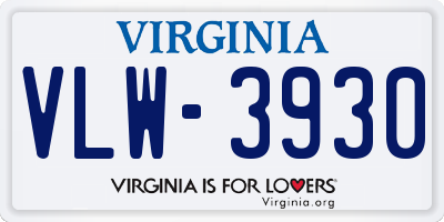 VA license plate VLW3930