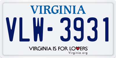 VA license plate VLW3931