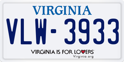 VA license plate VLW3933