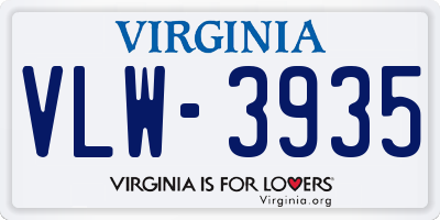 VA license plate VLW3935