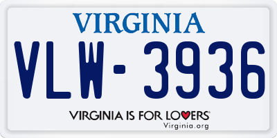 VA license plate VLW3936