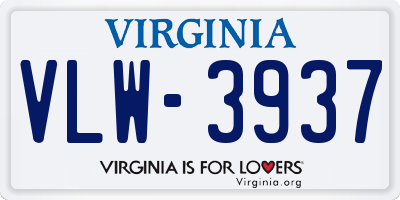 VA license plate VLW3937