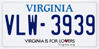 VA license plate VLW3939